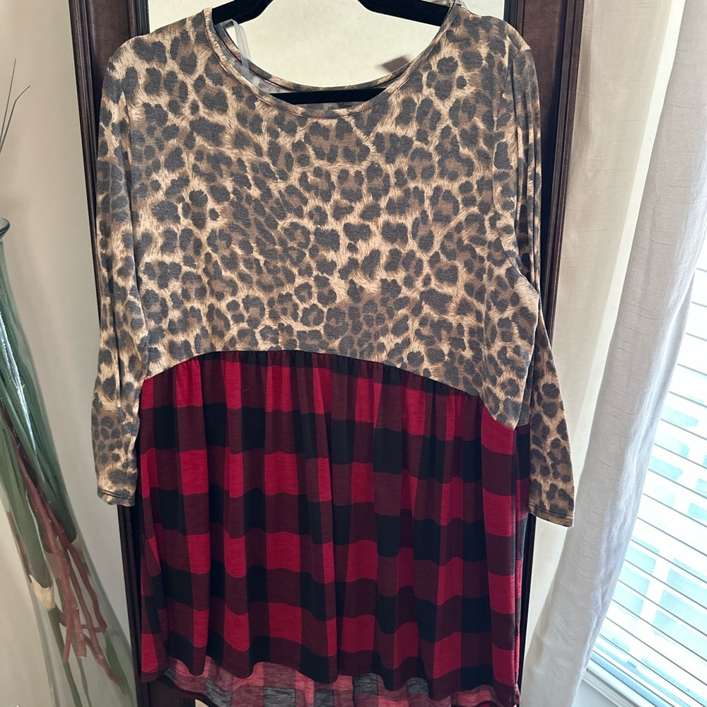 Leopard and Plaid Women's Top